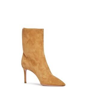 Aquazzura Matignon 75 Ankle Boot in Camel Suede 40
